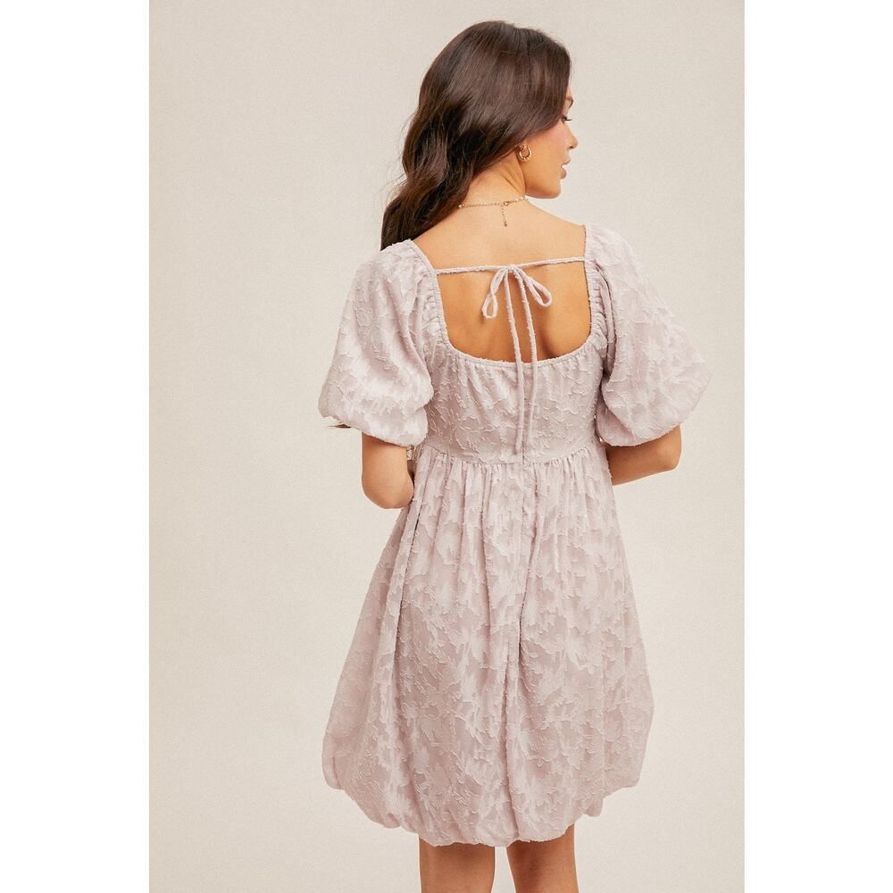 H&T Chiffon Jacquard Print Square Neck Bubble Dress - Picture 3 of 3